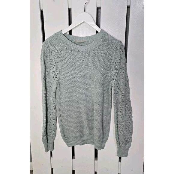 Ann Taylor Loft Sweaters - Ann Taylor Loft Mixed Cable Bobble Knit Soft Light Blue Sweater Large Feminine